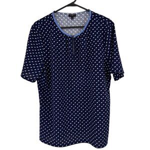 Talbots Womens Plus Size 2X Polka Dot Short Sleeve Top Blue White knit